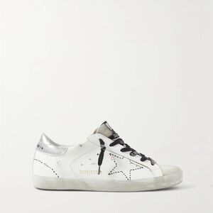 Authentic Golden Goose Superstar distressed leather and suede sneakers White 39